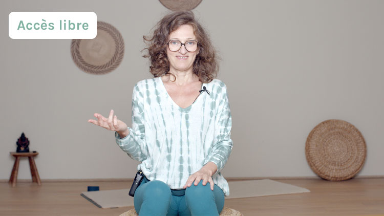 Suivre le cours de yoga en ligne Présentation du Parcours Yoga du soir pour se libérer du stress avec Delphine Denis | Hatha Yoga doux, Restorative Yoga